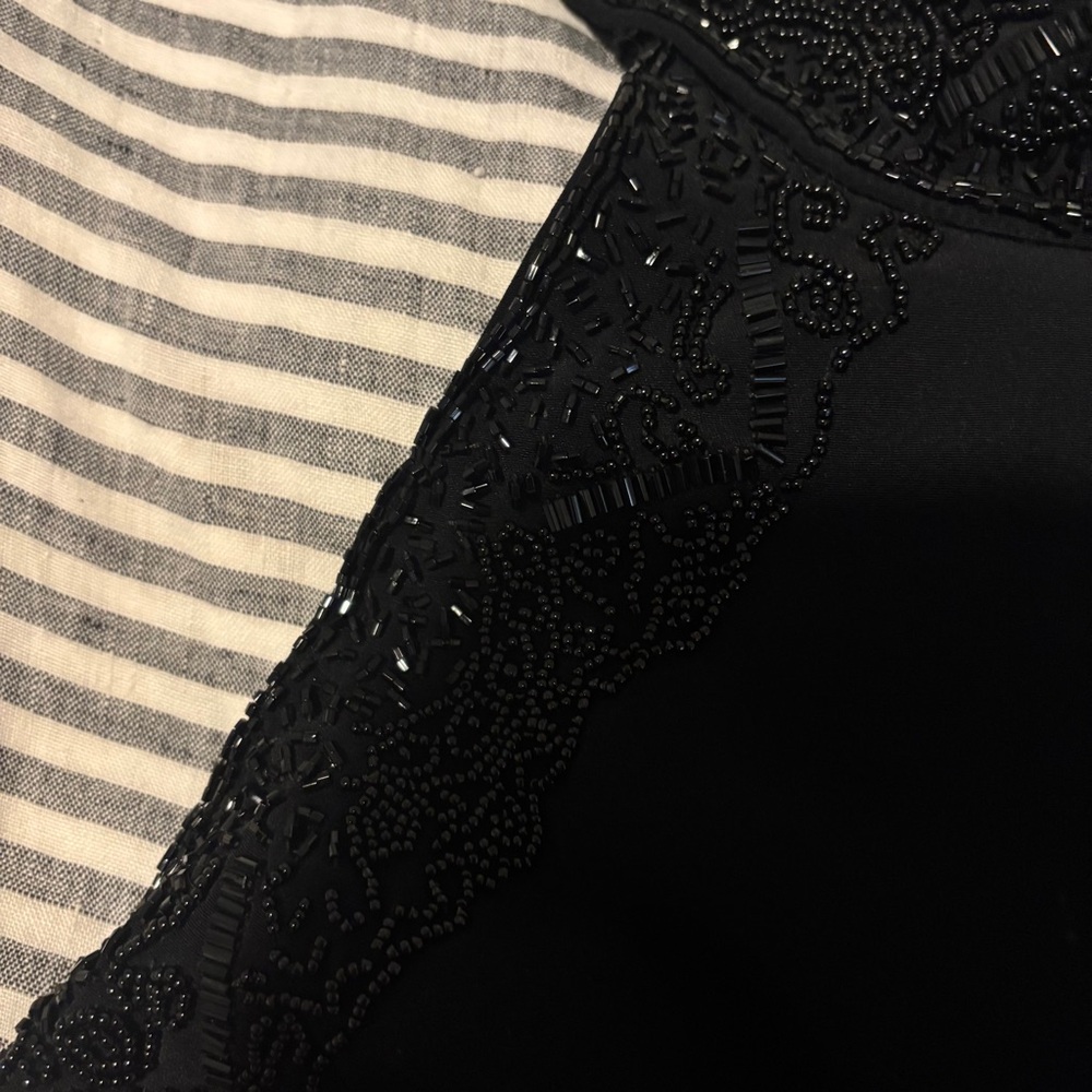 Vintage beaded backless halter mini dress, LBD little black dress - Picture 5 of 16